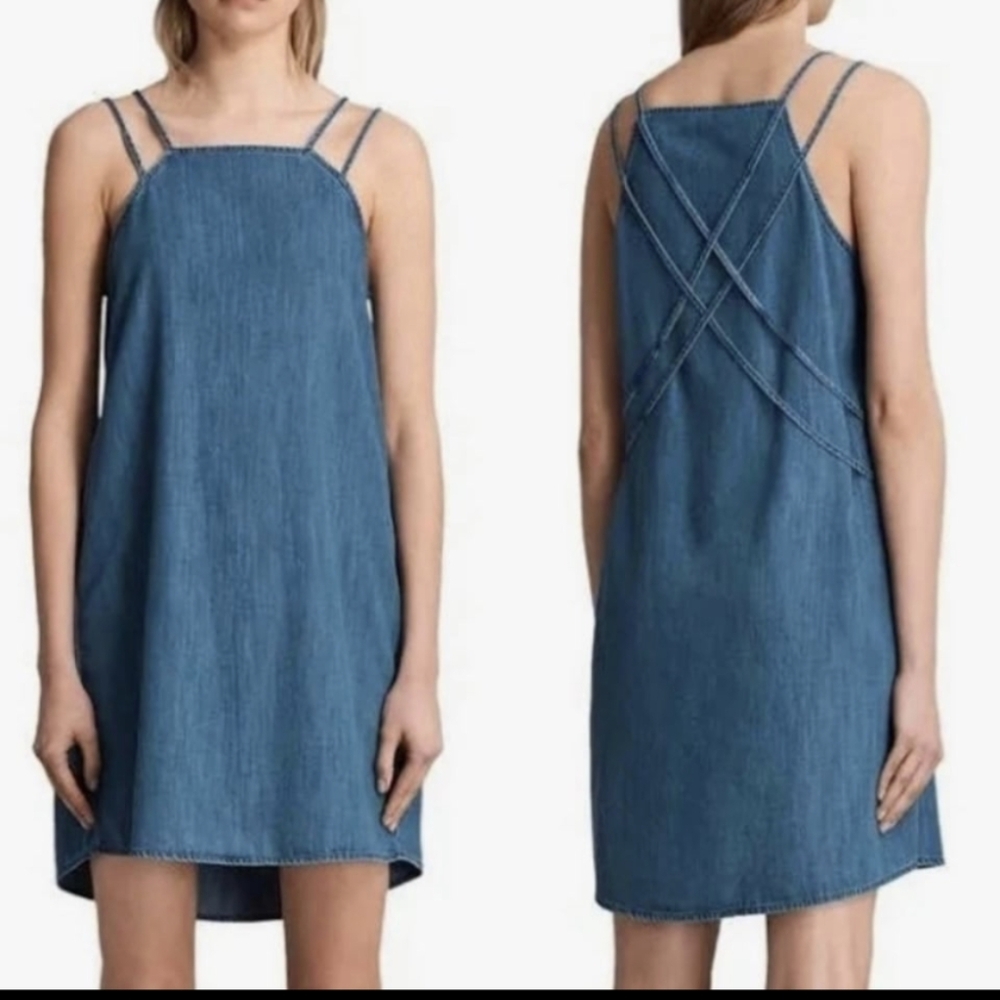 All Saints Hally Denim Strappy Dress